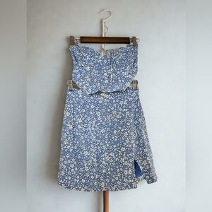 Women's Unbranded Blue & White Floral Skirt Set S
